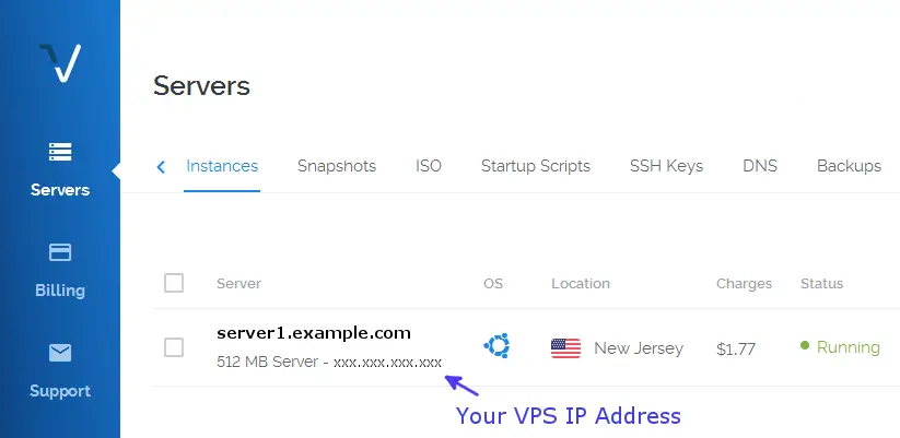 Add Vultr VPS IP Address
