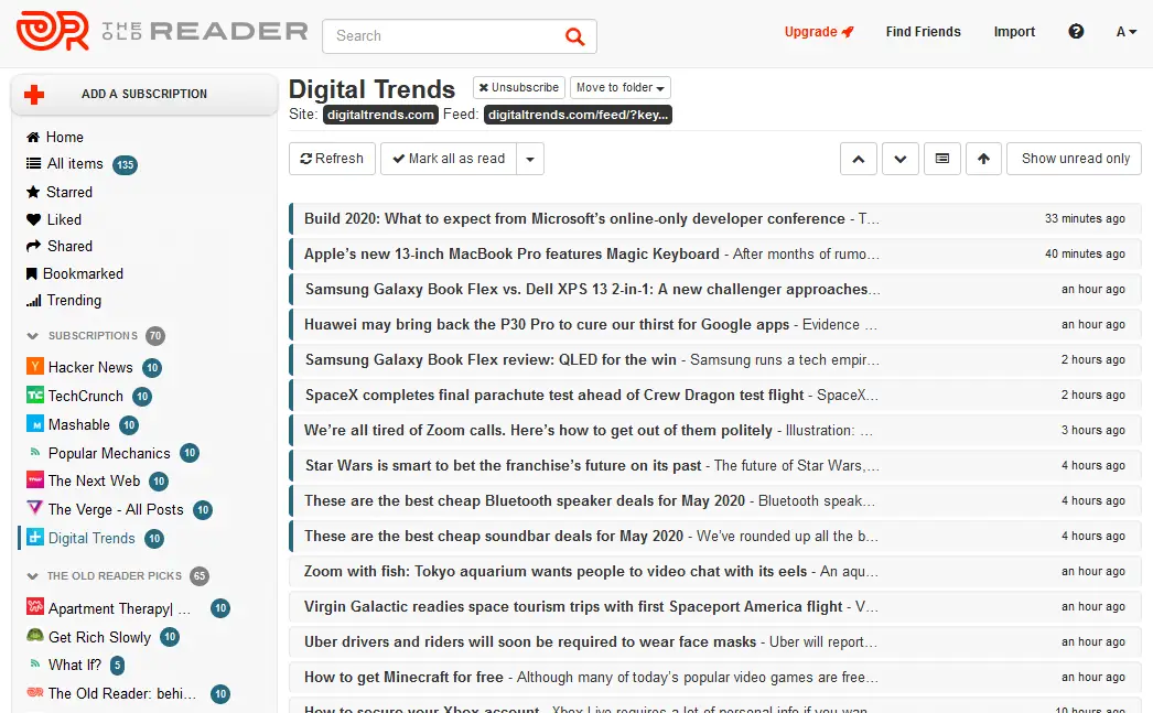 Best RSS Readers - The Old Reader