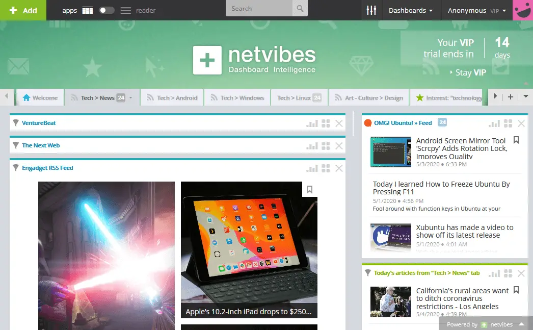 Best RSS Reader - NetVibes