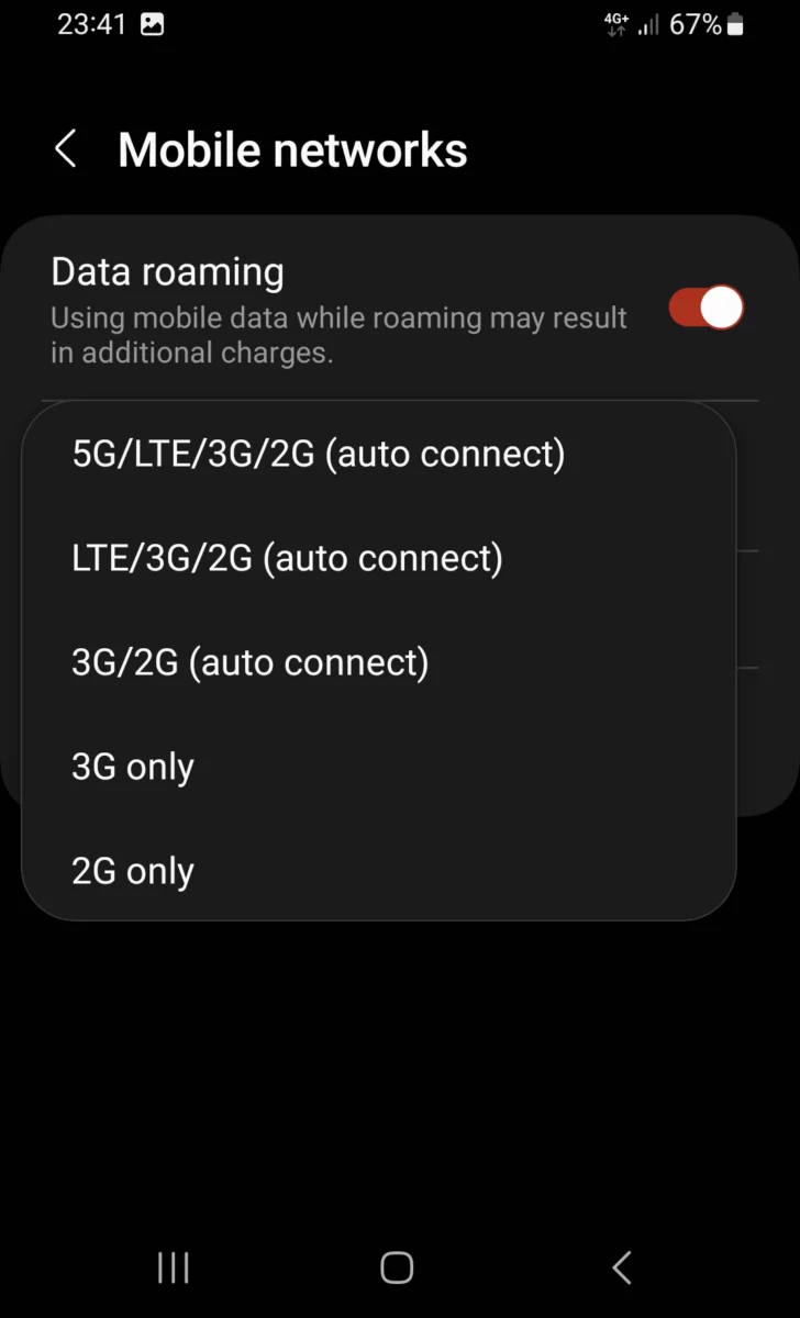 Force 4G/5G Only - Android Network Modes